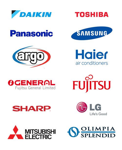 Marchi trattati: Daikin, Toshiba, Panasonic, Samsung, Argo, Haier, General, Fujitsu, Sharp, LG, Mitsubishi Electric, Olimpia Splendid